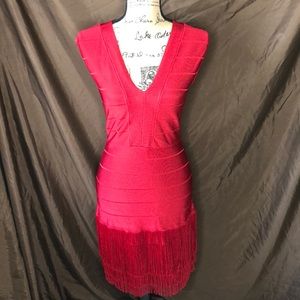 VENUS Red Fringe Dress
